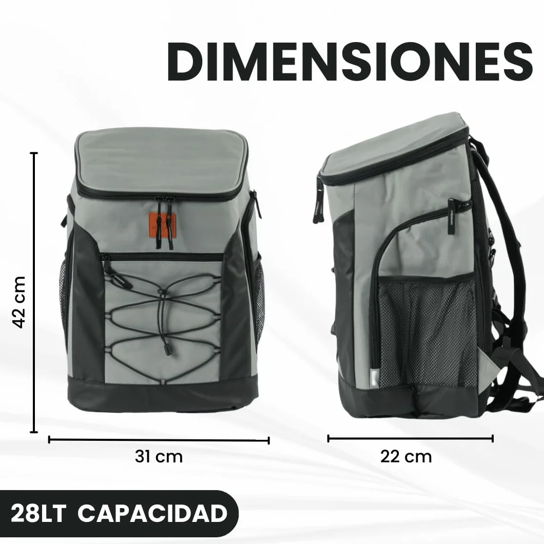 Mochila Nevera 28L Impermeable, Bolsa Térmica Isotérmica Portátil para Playa, Picnic, Camping y Excursiones
