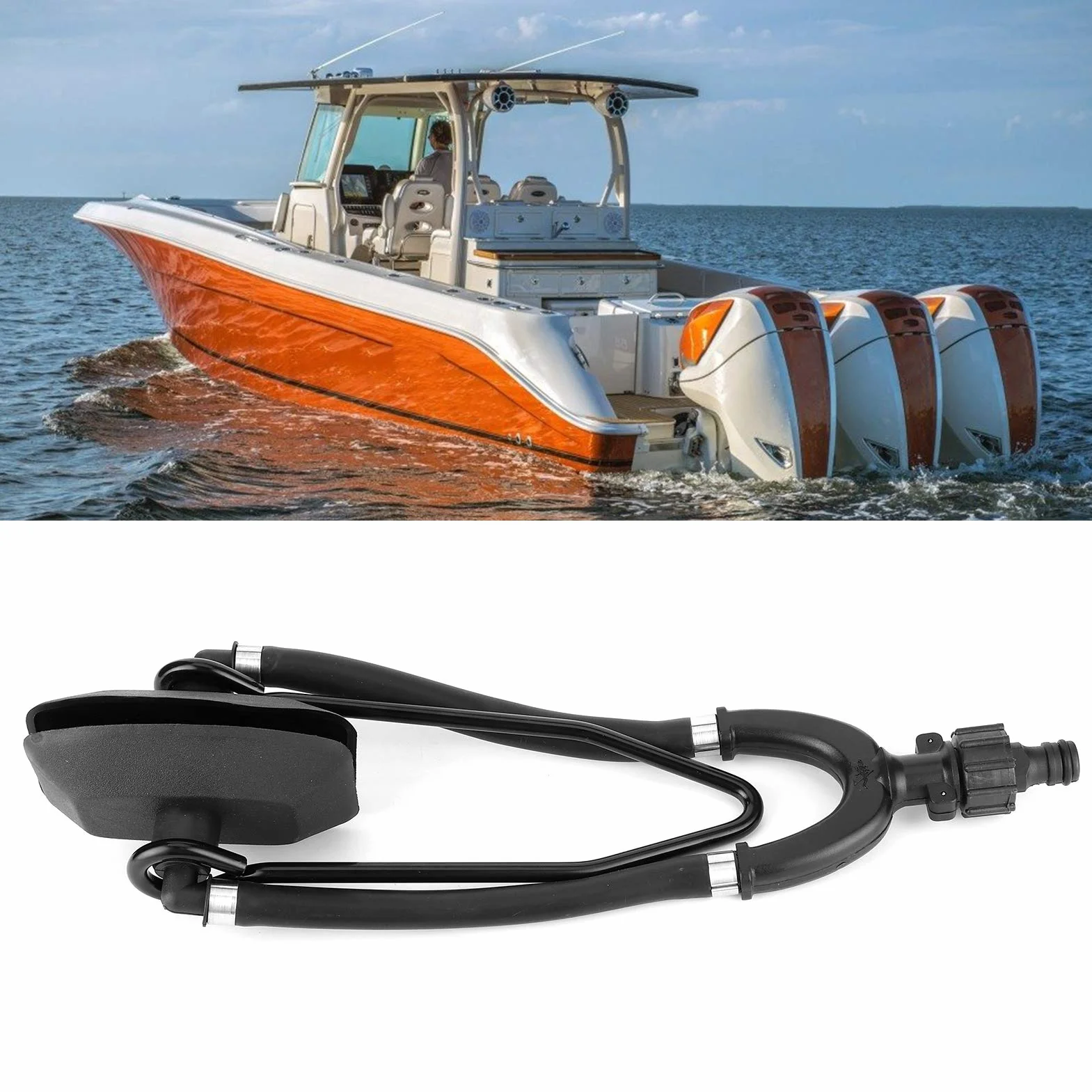 Enjuague de Motor Marino, Motor de Barco Fuera de Borda, Enjuague de Agua, Doble Alimentación, Orejeras Rectangulares Grandes, Conexión Rápida, Kit de Uso Marino, Accesorios para