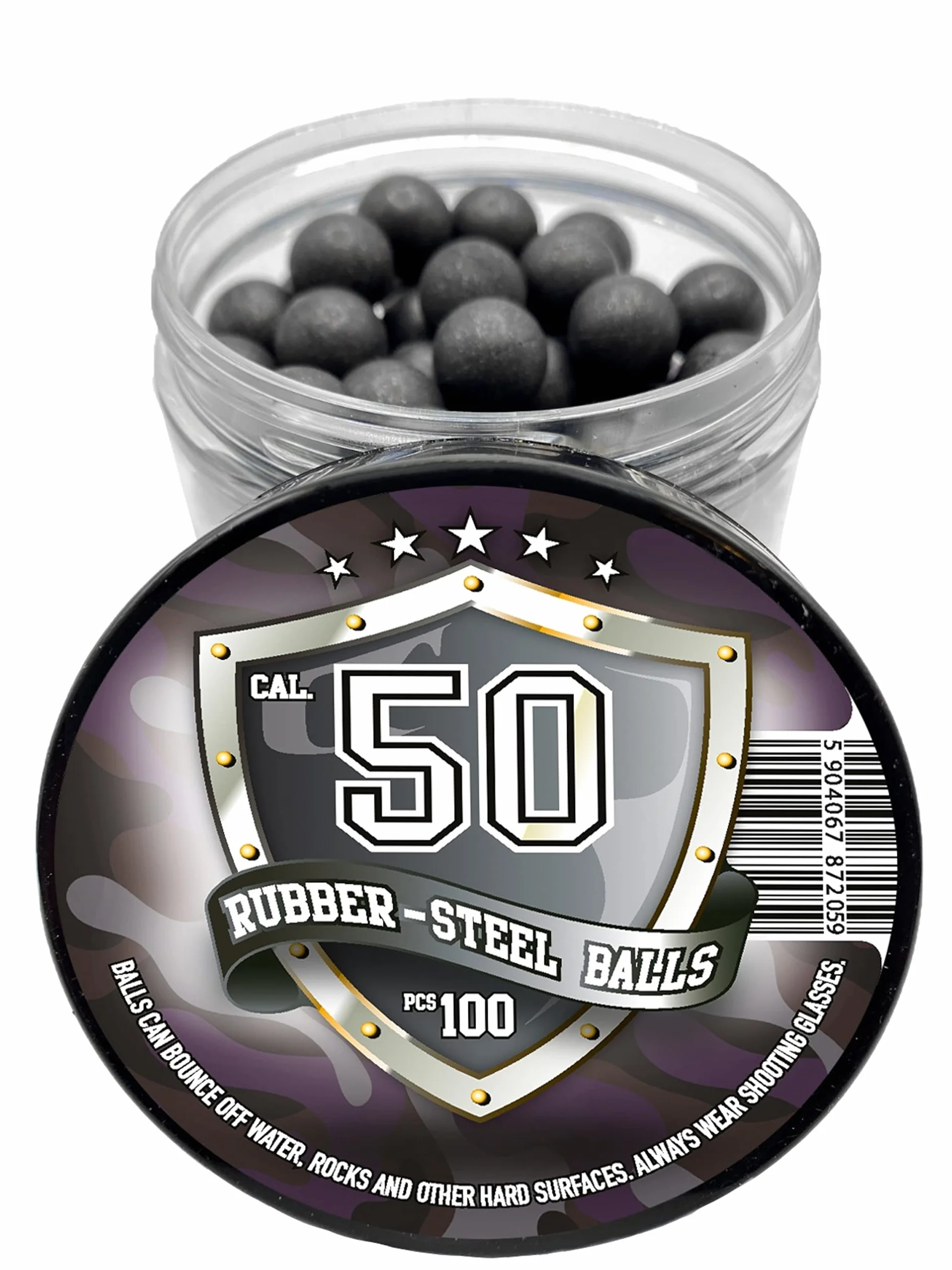 Bolas de Goma-Acero .50 Caliber 100 Piezas 2,7 Gramos Paintballs Reutilizables Reballs Powerballs para Pistolas de Defensa