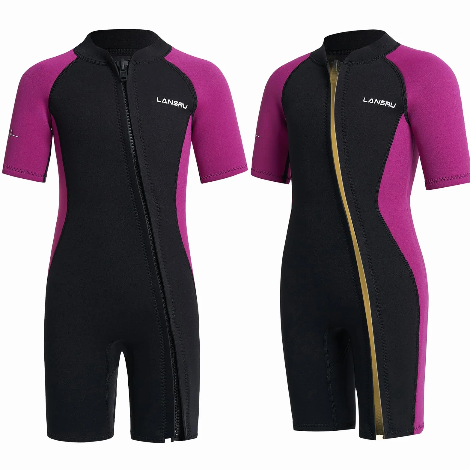 Traje de Neopreno para niños – 2,0 mm Corto Neopreno para niños, pionero Cremallera Completa, protección UV, Traje térmico para Surf, natación y Buceo