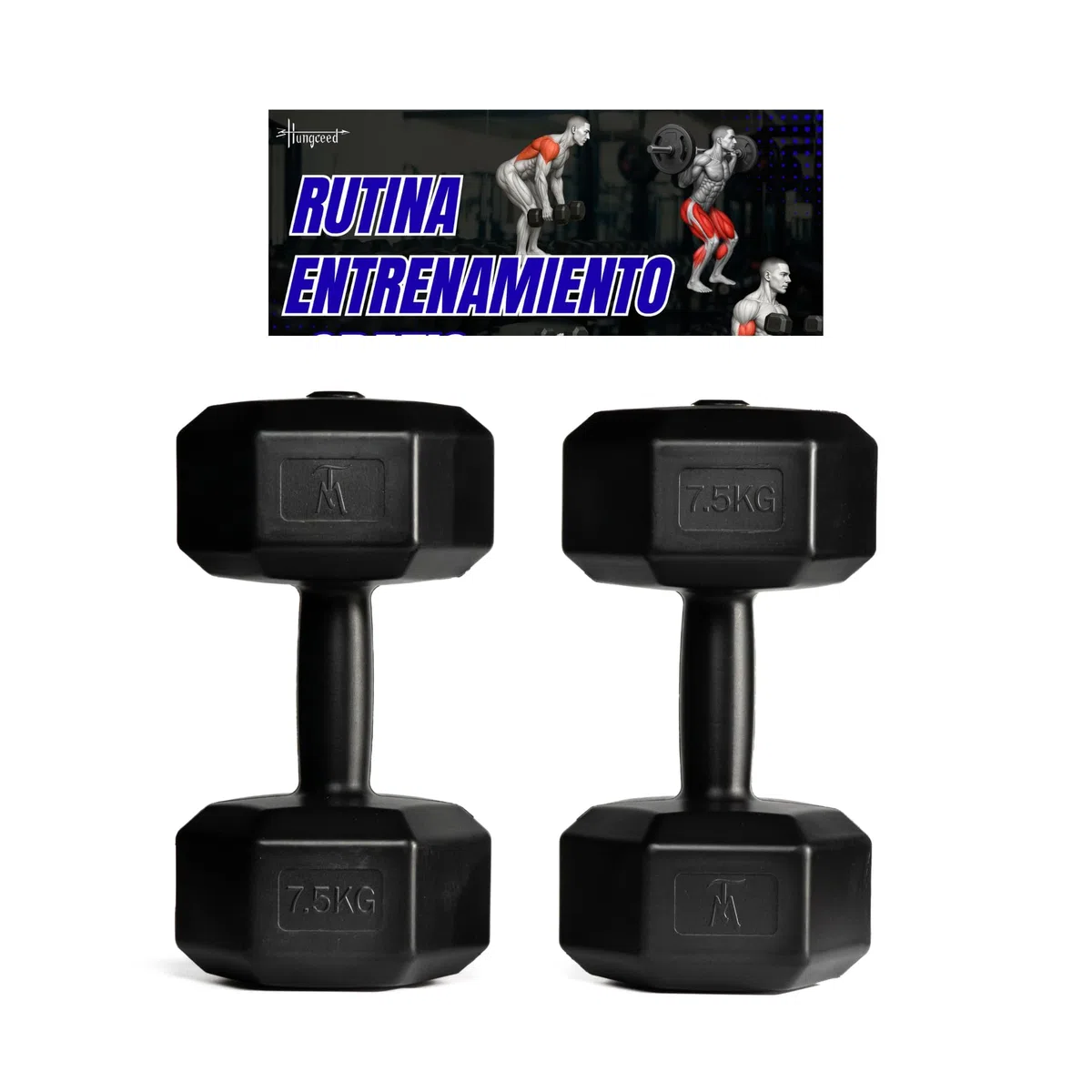 Mancuernas Hexagonales 7,5 kg y 10 kg | Juego de 2 Pesas de PVC | Antideslizantes y Silenciosas | Gimnasio en Casa | Musculación, Fuerza y Fitness – Hombres y Mujeres