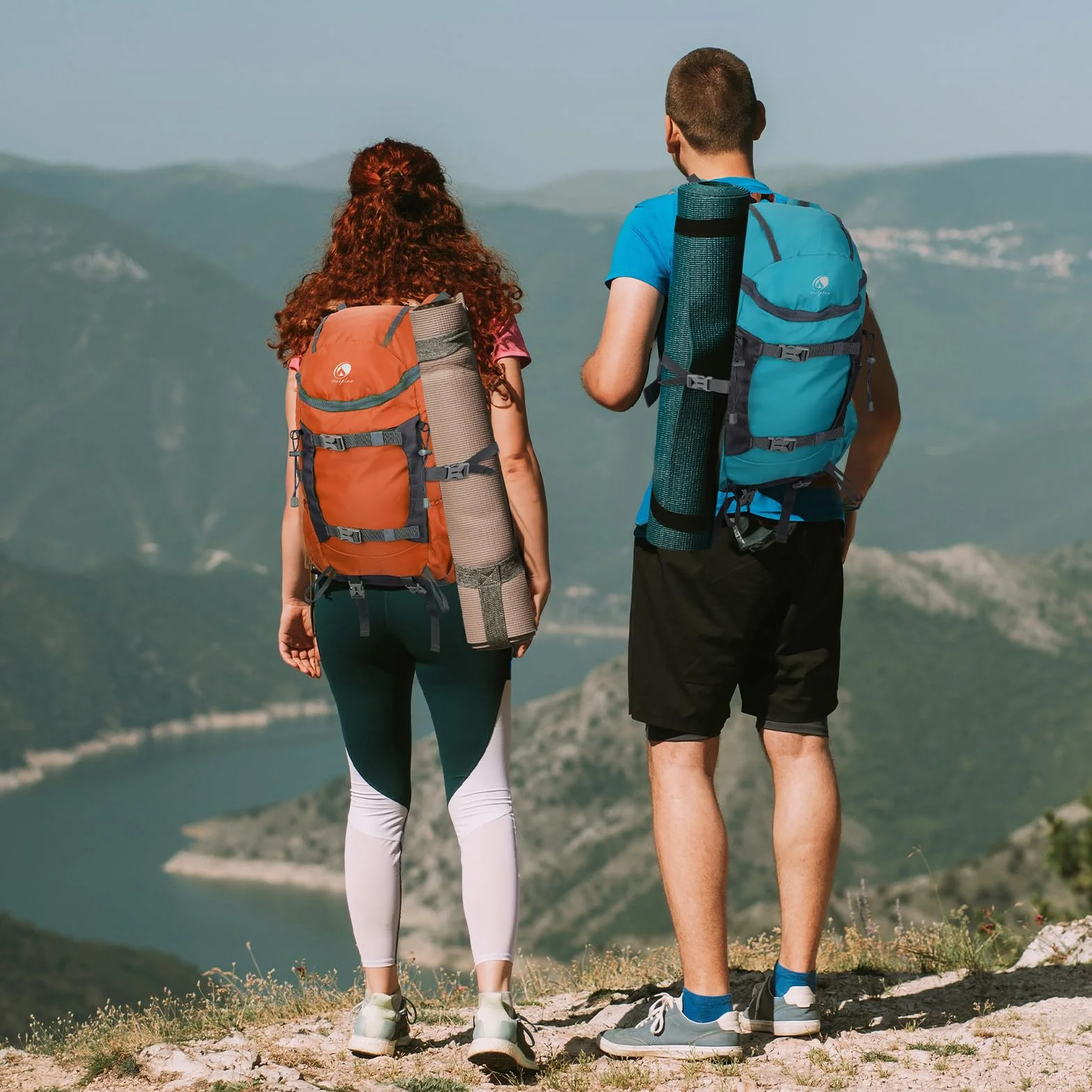 Mochila Senderismo 30L Impermeable Ligera Grande Azul