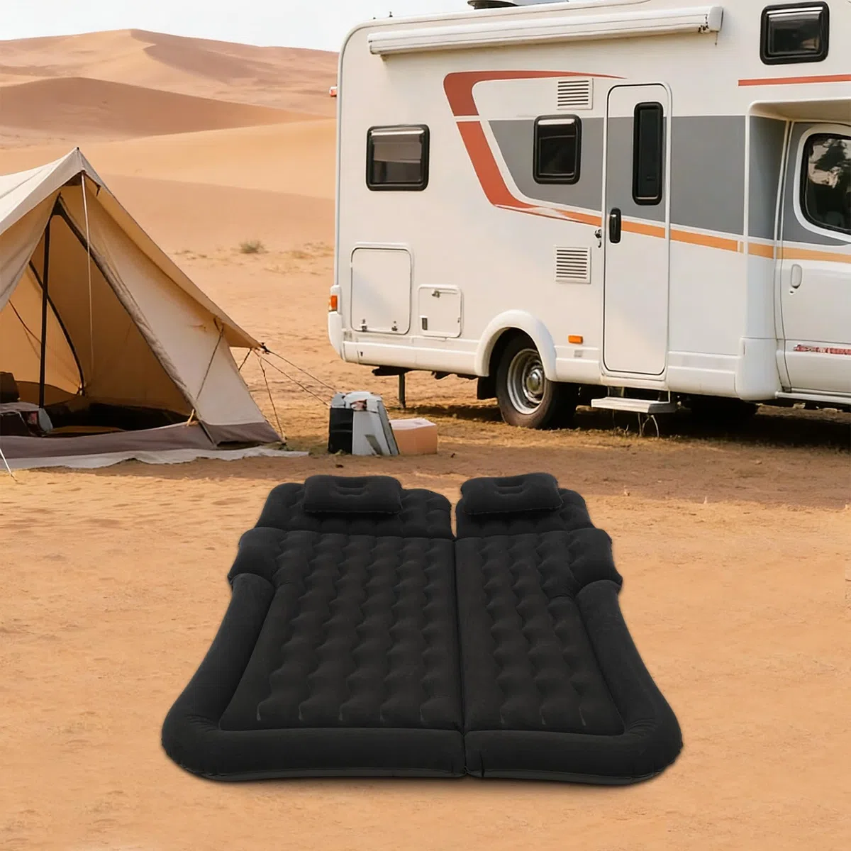 Colchón de aire para coche, SUV, camping, capacidad de carga de 250 kg, colchón inflable para coche, colchón, maletero, plegable, cama para coche, con bomba inflable, 2 reposacabezas, bolsa de