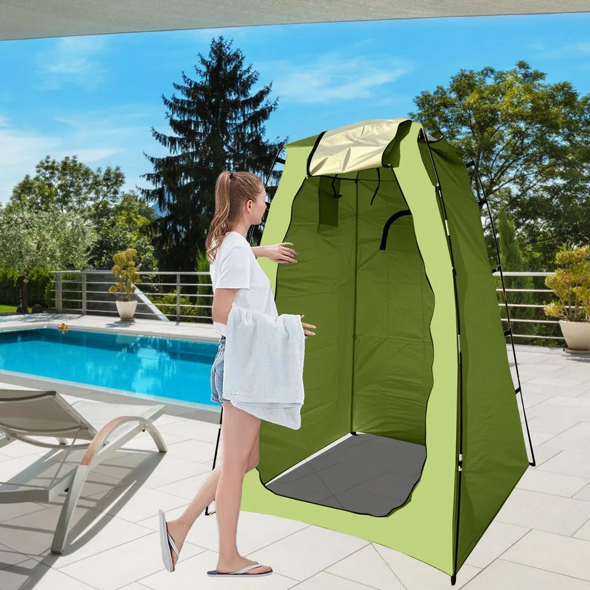Tienda de Ducha Portátil | Vestidor Portátil para Aseo,Tienda Camping 4 en 1 Resistente al Viento con Privacidad