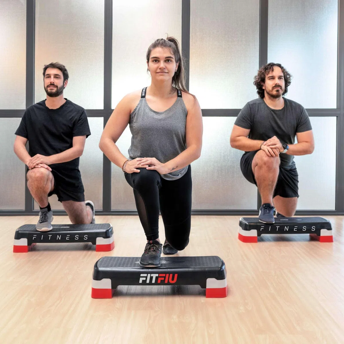 FITFIU Fitness PS-150 - Plataforma Step regulable en 2 alturas, base antideslizante, ejercicio cardio, aerobic y fitness en casa, peso máx. usuario 120kg
