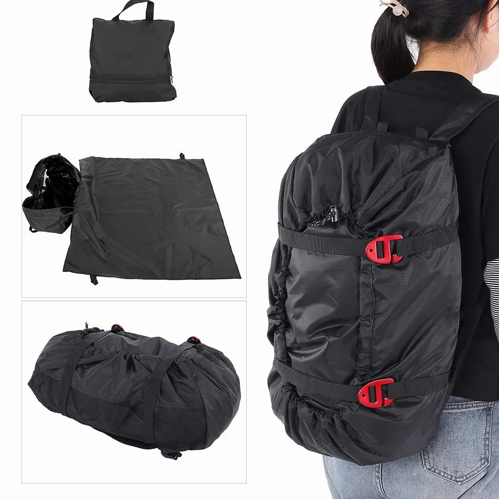 MAGT Bolsa de escalada Oxford Mochila con cuerda para montañismo al aire libre, Negro